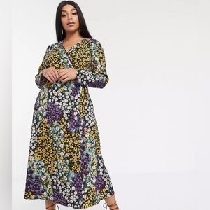 ASOS DESIGN Curve wrap maxi dress in mixed daisy print